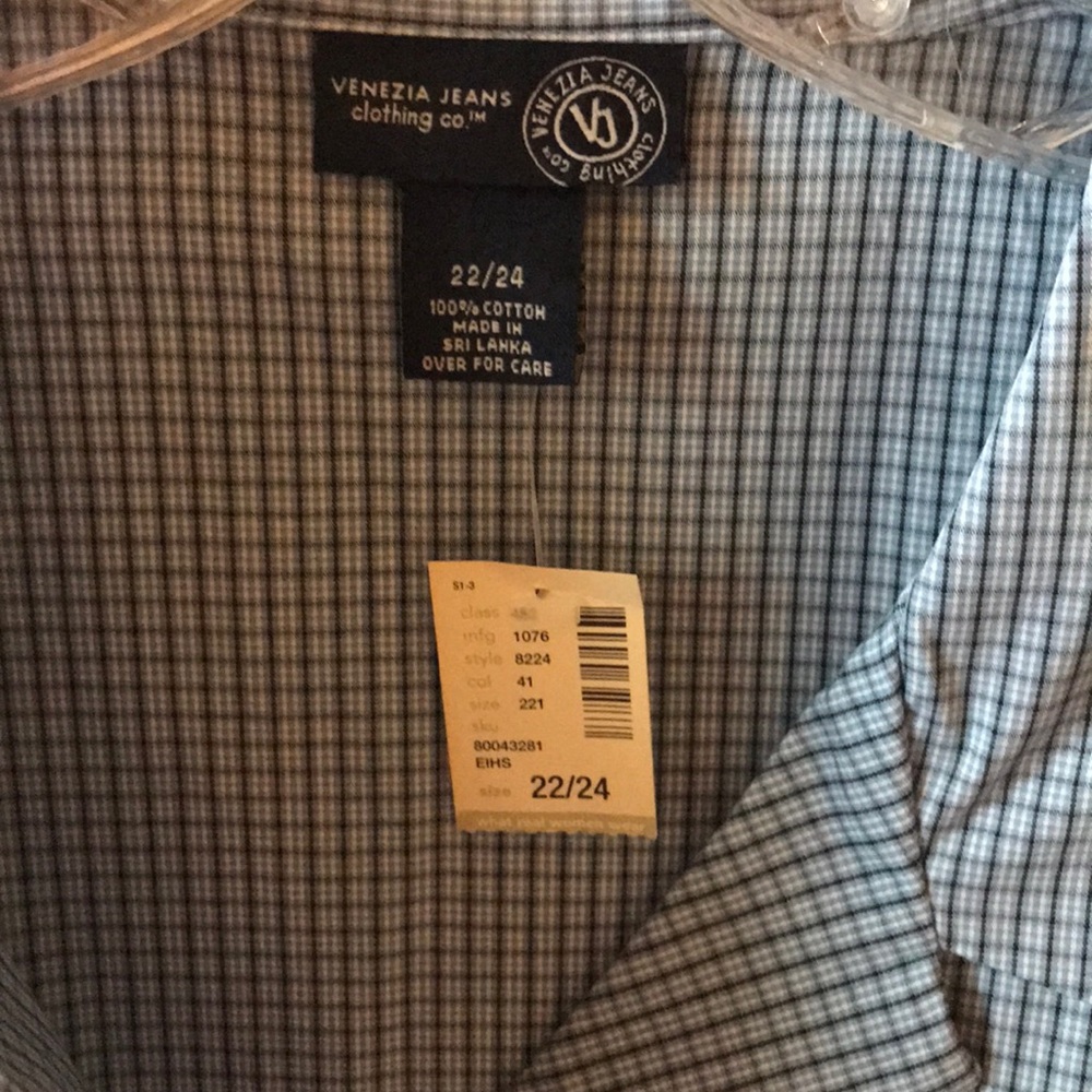 Blue shirt with tiny checks. Plus size - Picture 4 of 6